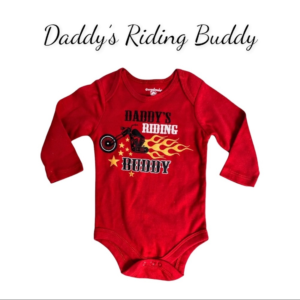 NWT Garanimals Red “Daddy’s Riding Buddy” Long Sleeve Romper